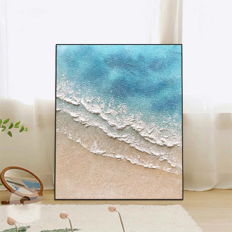 《体验款》50x60纯手绘油画餐厅海浪装饰画卧室床头挂画斗柜小摆画