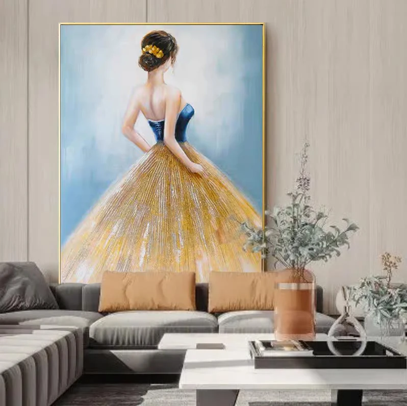 《柏林少女》纯手绘油画人物背影装饰画玄关美女挂画卧室侧面墙壁画