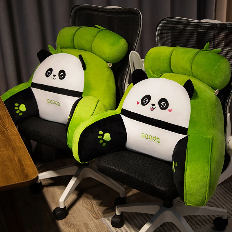 床头午睡靠垫办公室可爱可拆洗靠背沙发腰靠学生抱枕椅子护腰熊猫