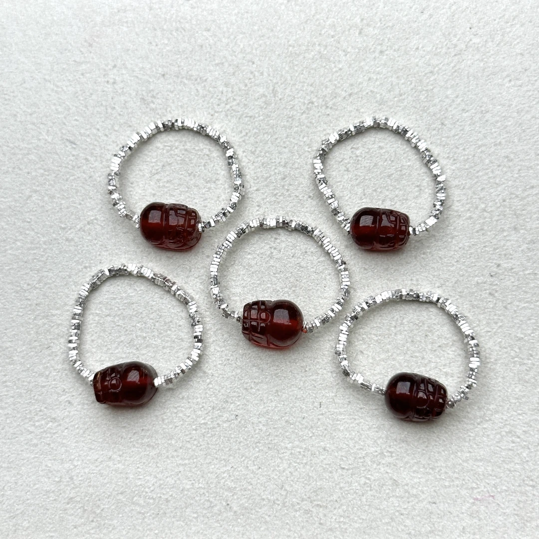 【o7】石榴石碎银戒指多样性发其一