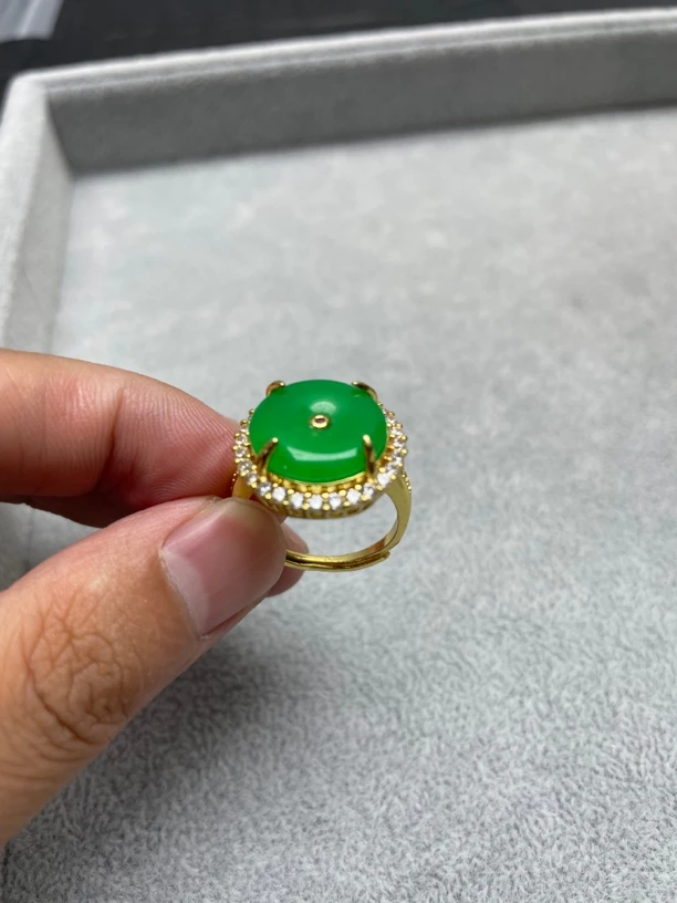 翡翠平安扣戒指14k