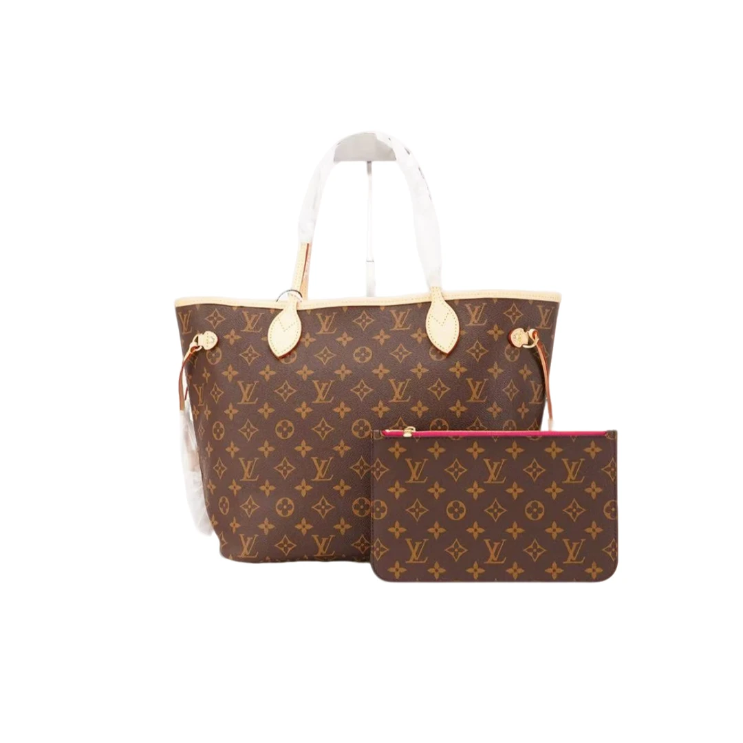 95新 LouisVuitton/路易威登 neverfull中号老花购物袋妈咪托特包