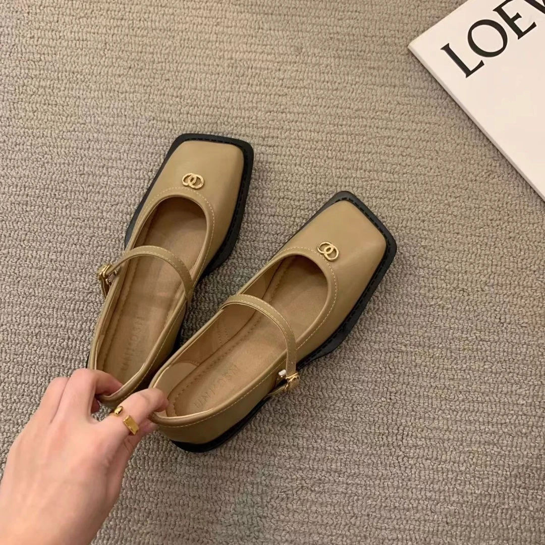 新款玛丽珍女鞋小众法式小香风方头单鞋春夏季外穿时尚低跟小皮鞋