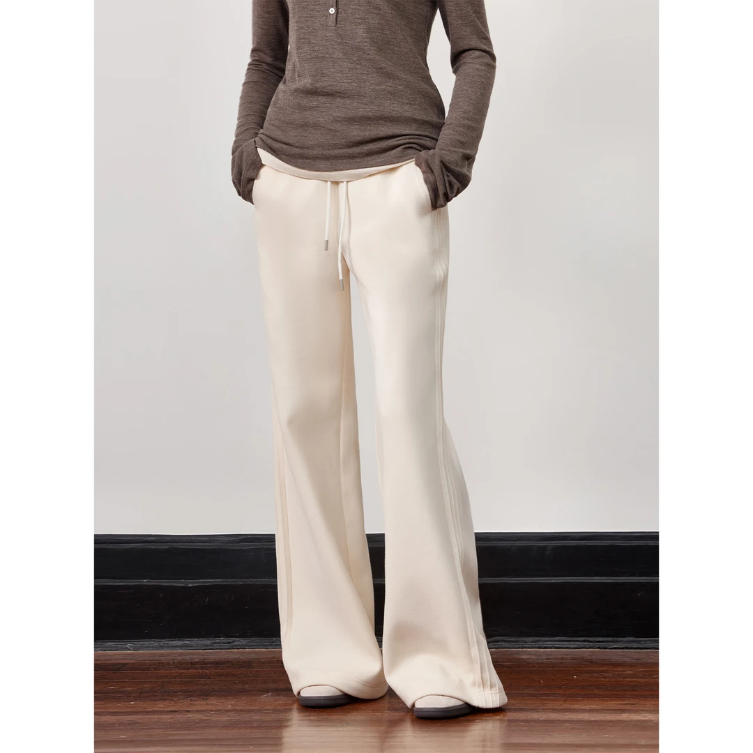 付智恩微喇宣言 精纺棉松弛感休闲宽松直筒阔腿抽绳卫裤秋冬裤子