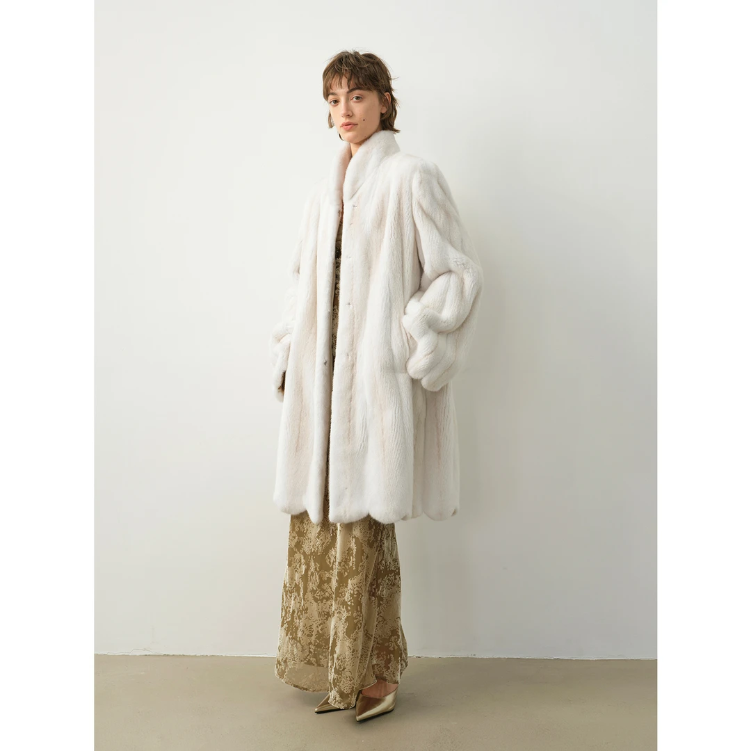 付智恩 气韵貂 进口紫标天鹅绒时尚复古保暖立领水貂皮草貂皮外套