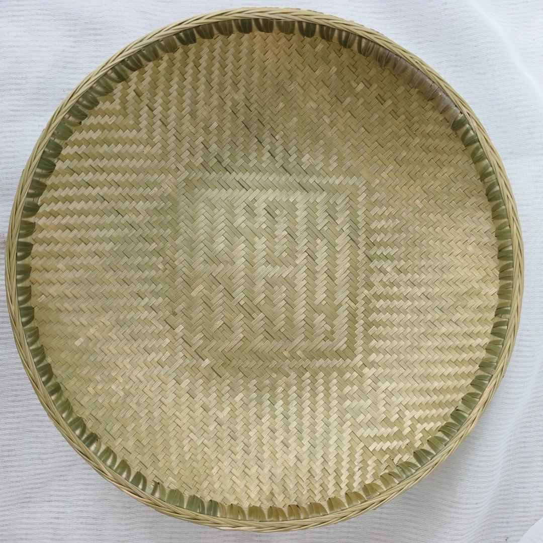 非遗手工竹编精致笸箩双喜字底笸箩田园风摆件收藏品