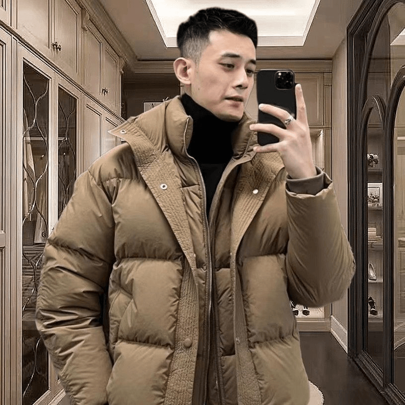 波司澄冬季加厚休闲羽绒服男士双层领韩版宽松加厚防寒保暖时尚百