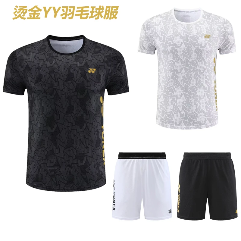 新款烫金yy羽毛球服男女运动套装速干短袖上衣夏季透气吸汗儿童装