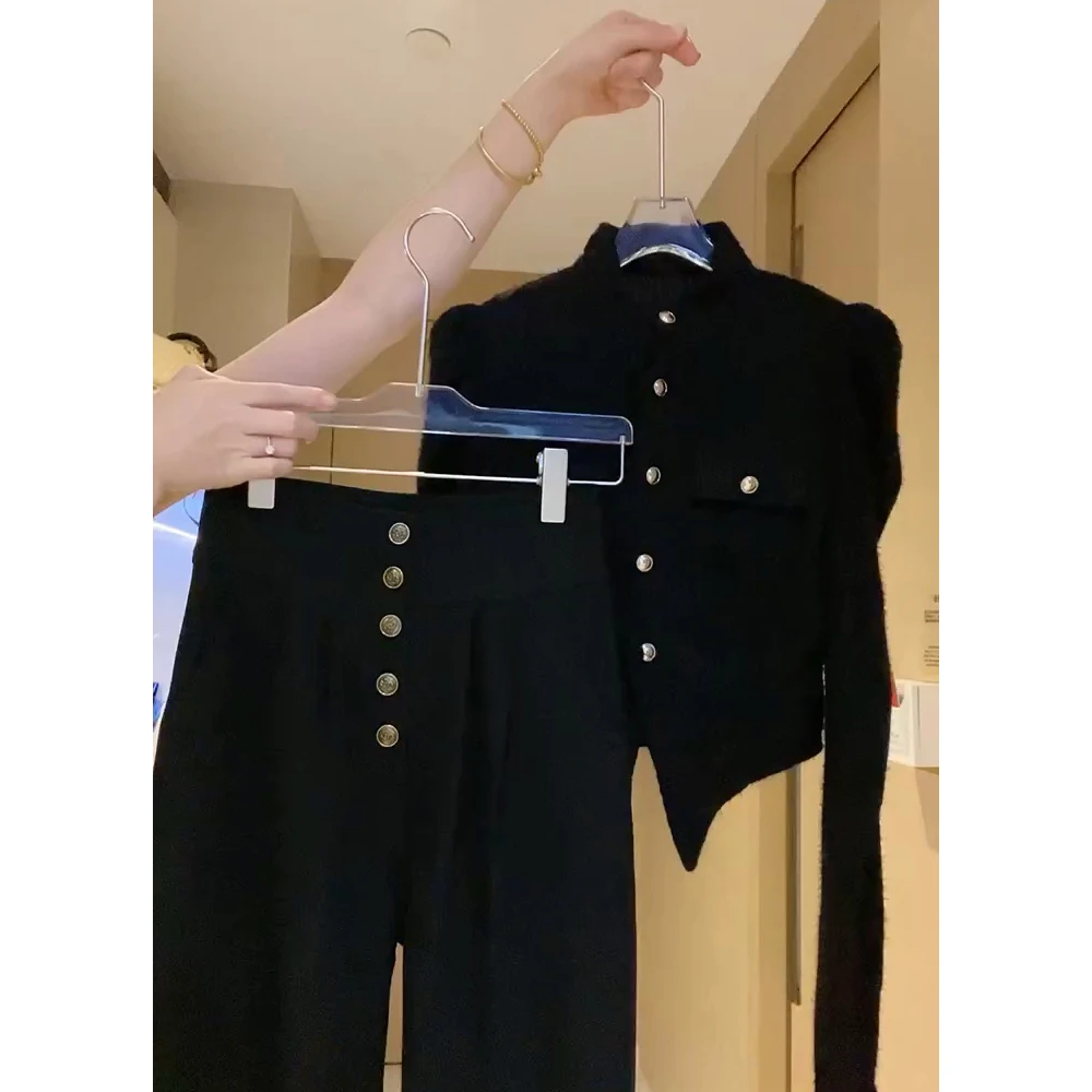 秋装搭配一整套气质名媛小香风职业套装短款外套高腰裤两件套女装