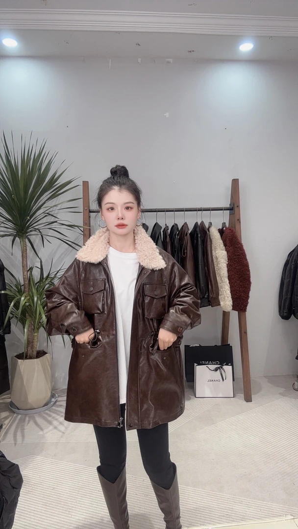 程程。【9999】2024冬季新款真皮皮衣中长款机车服外套