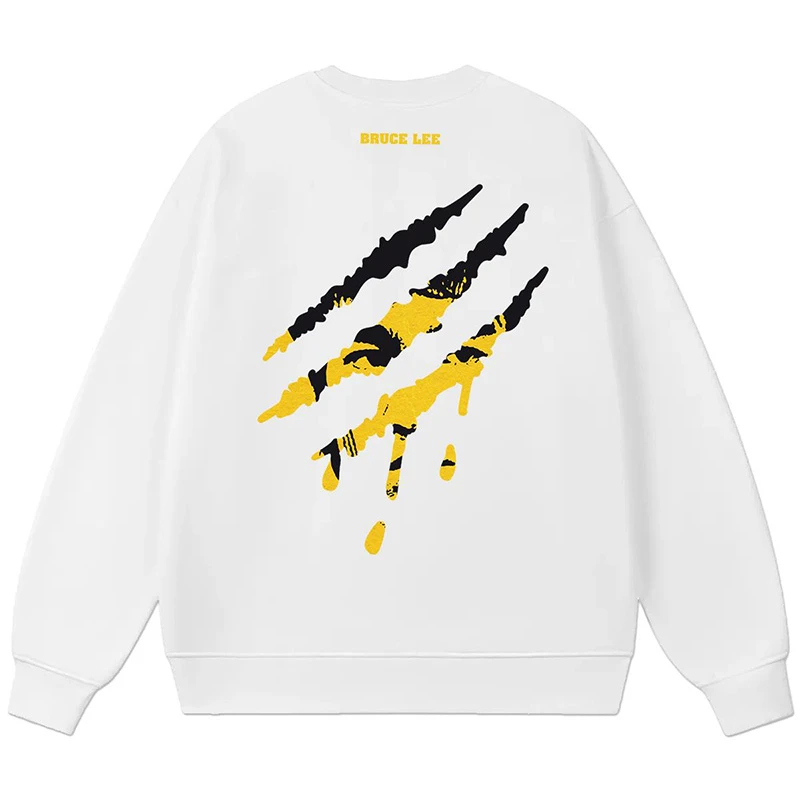 原创国潮李小龙抓痕圆领卫衣男学生运动练武青少年中国风小众设计