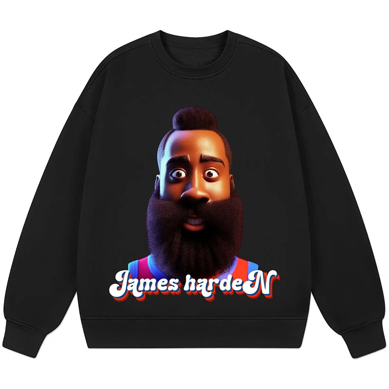 哈登大胡子美式街头篮球圆领卫衣男女运动青少年潮牌秋冬学生宽松