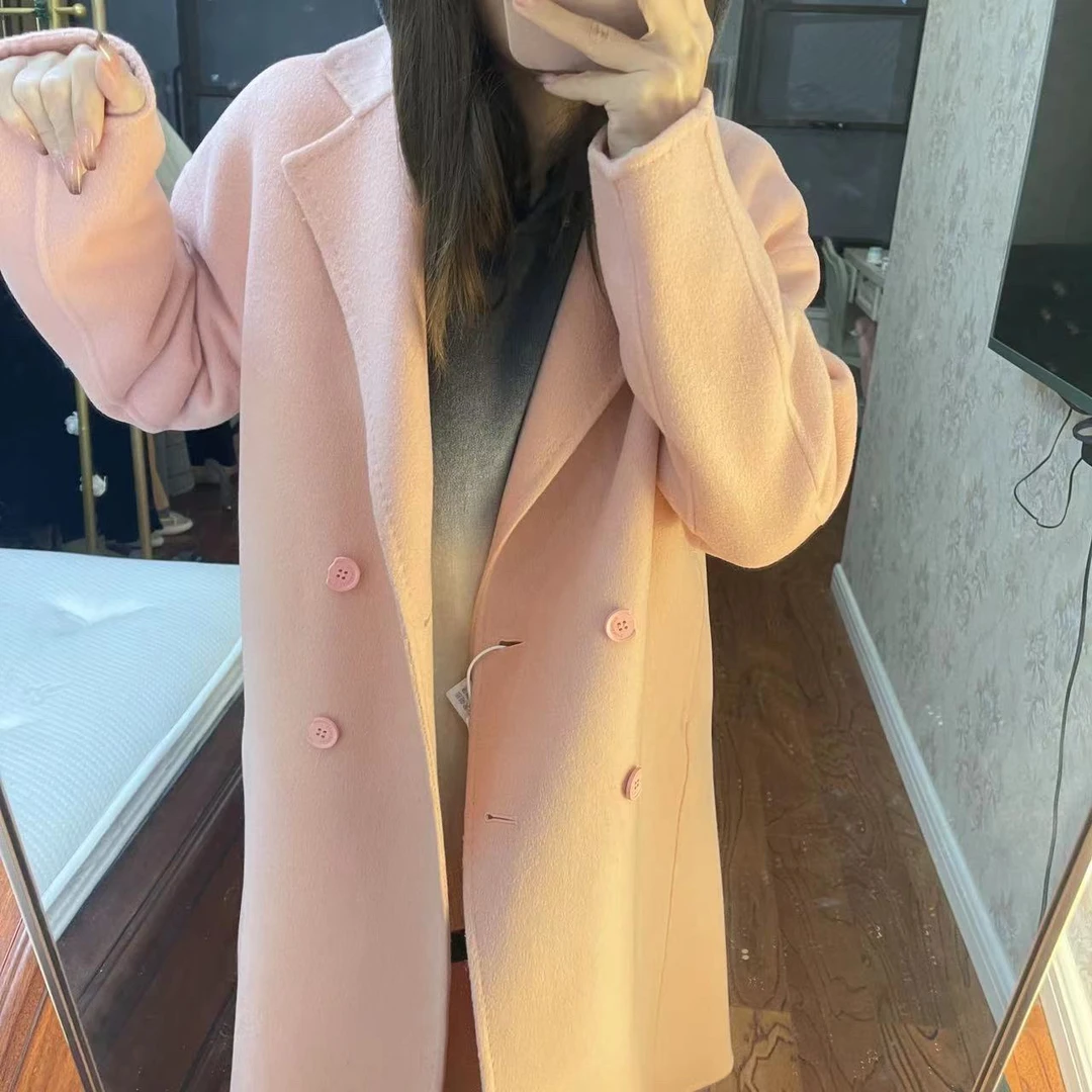 小个子双面羊毛大衣双面呢外套中长款秋冬百搭显瘦通勤