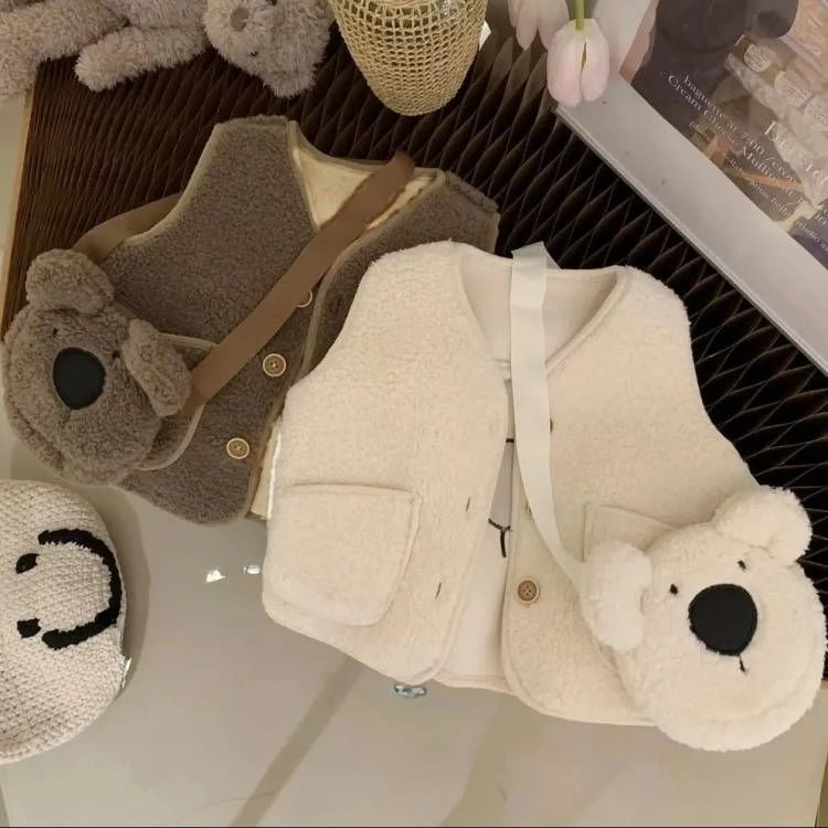 儿童装秋冬装韩版加绒羊羔毛马甲背心男女宝宝时髦外穿上衣洋毛绒