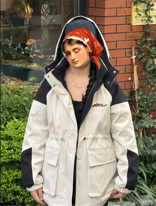 灵灵家9937冬季新款韩版抽绳显瘦加绒加厚派克服外套