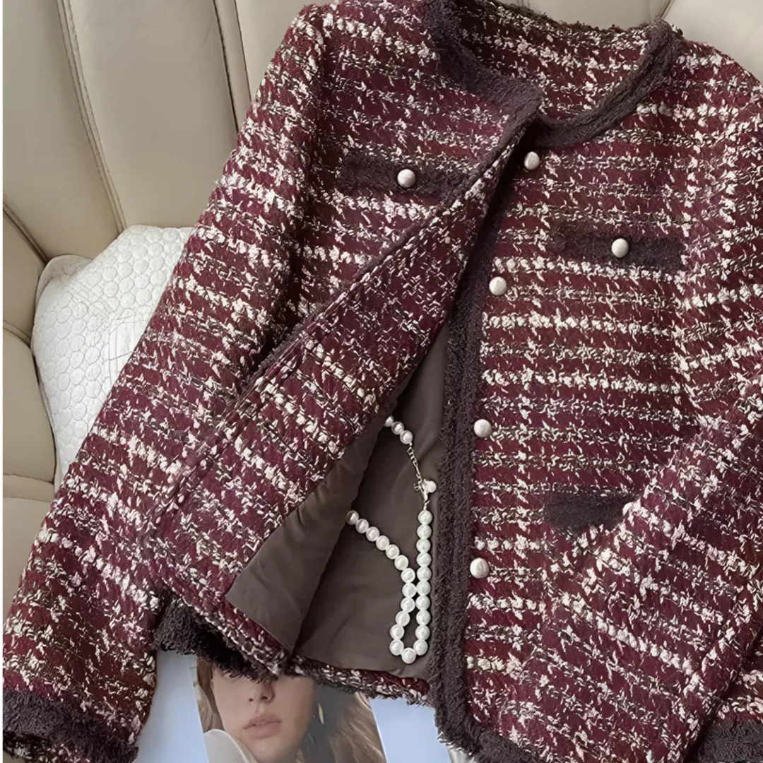 灵灵家3222新款洋气加厚拼接设计小香风外套