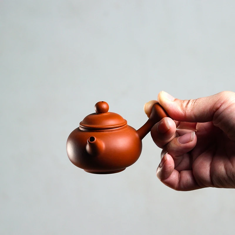 60ml迷你福容侧把小茶宠指尖壶模具半手工原矿朱泥鸡蛋黄袖珍茶壶