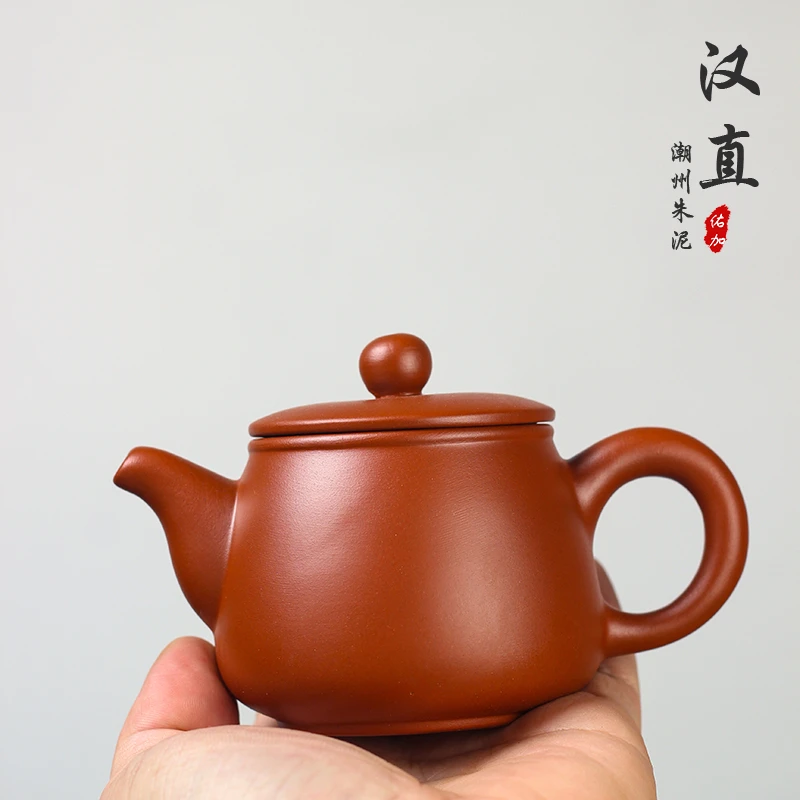 汉直壶150毫升潮州原矿红朱泥模具半手工直桶身大宽口可方便投茶