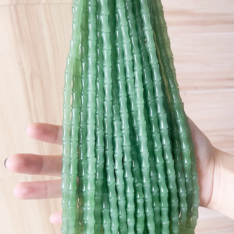 6*12mm竹节琉璃珠国风水墨晕染竹子手链串珠diy手工发簪配件项链