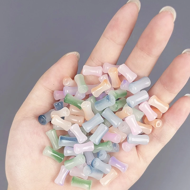 竹节直孔6*12mm竹节琉璃散珠串珠diy手工吊坠手链挂件