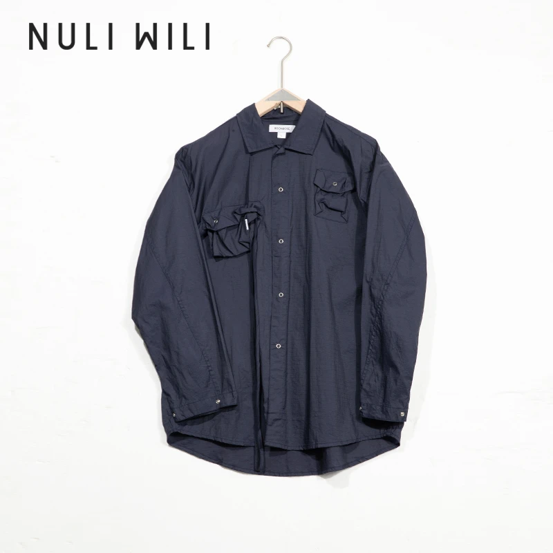NULI WILI2024夏季户外日系复古多袋速干衬衫收纳防晒衣