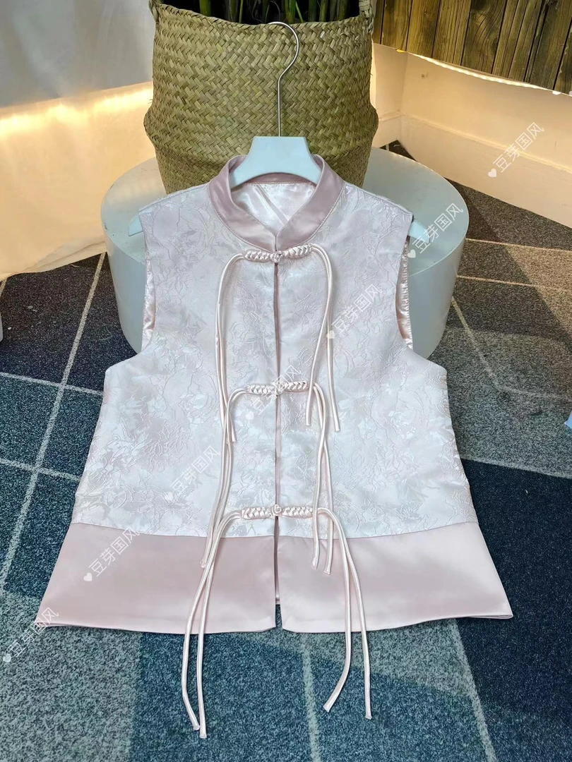 锦绣 中国风时尚复古百搭提花立领无袖网红新中式古风秋冬款 马甲