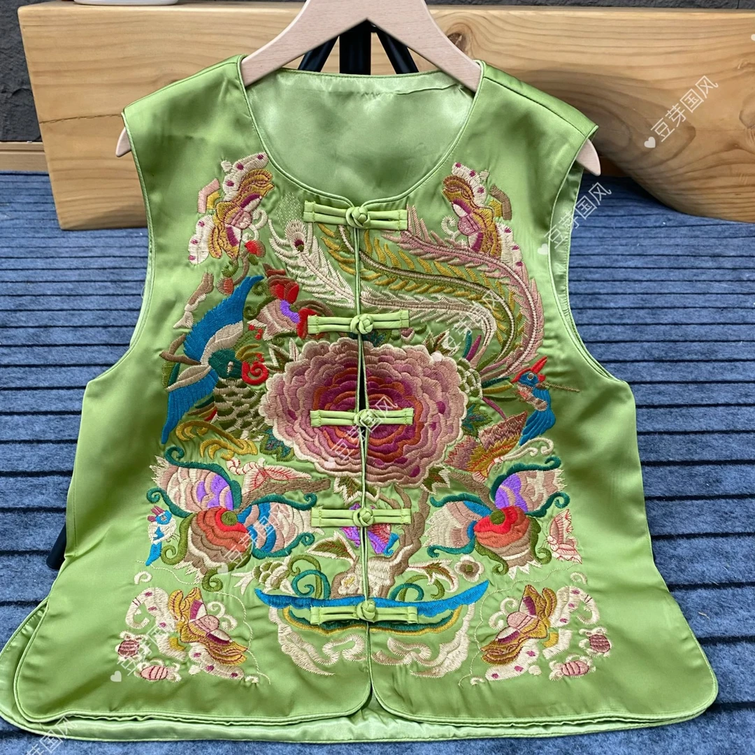 牡丹 新中式国风重工刺绣无袖绣花春夏款民族风复古刺绣大花马甲
