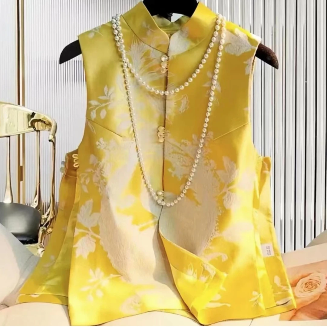 孔雀东南飞复古百搭中国风秋冬刺绣女士国风马甲2024新款高级感