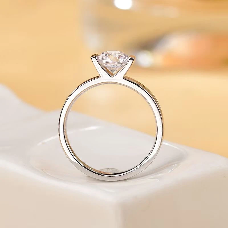 925银莫桑石银制品 【深V女戒】S925纯银经典时尚百搭求婚订婚女戒