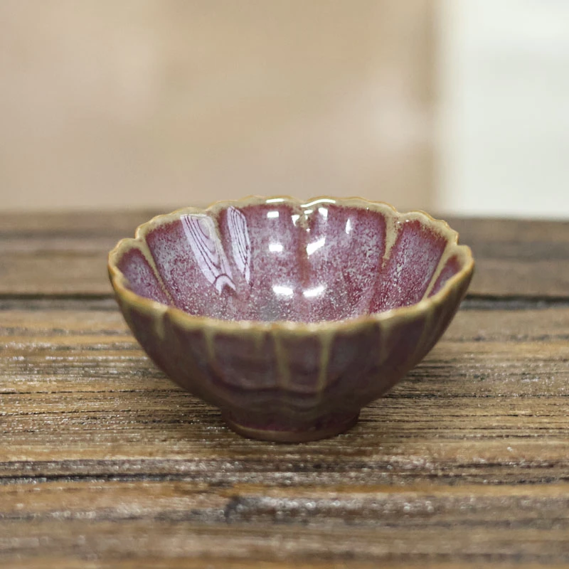 【本朴造物】粉釉花瓣杯（本0189）满容90cc