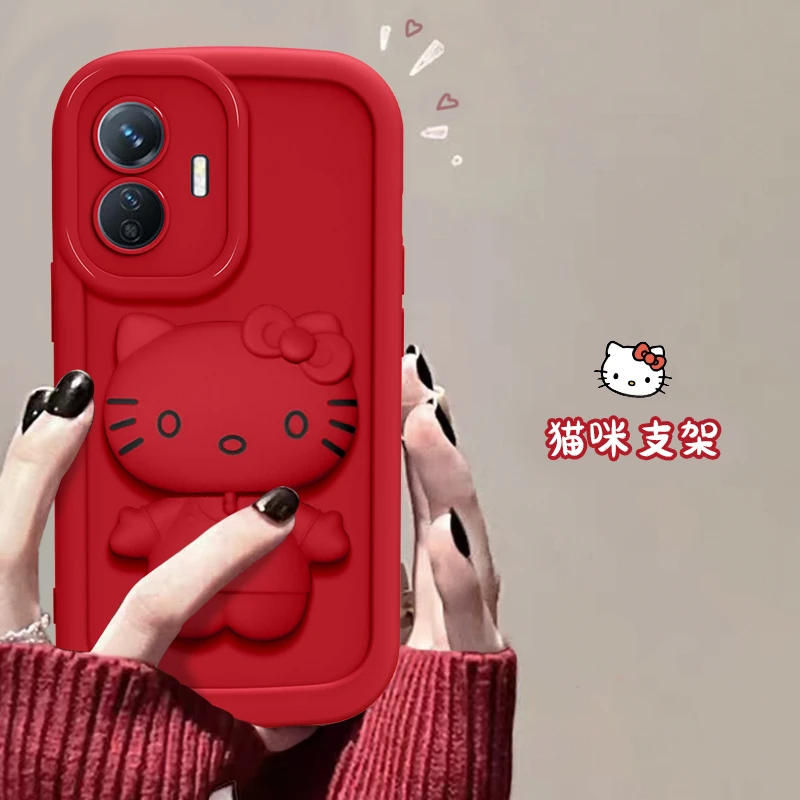vivo Y77E手机壳猫猫支架泡芙壳高颜值创意可爱硅胶全包防摔女款