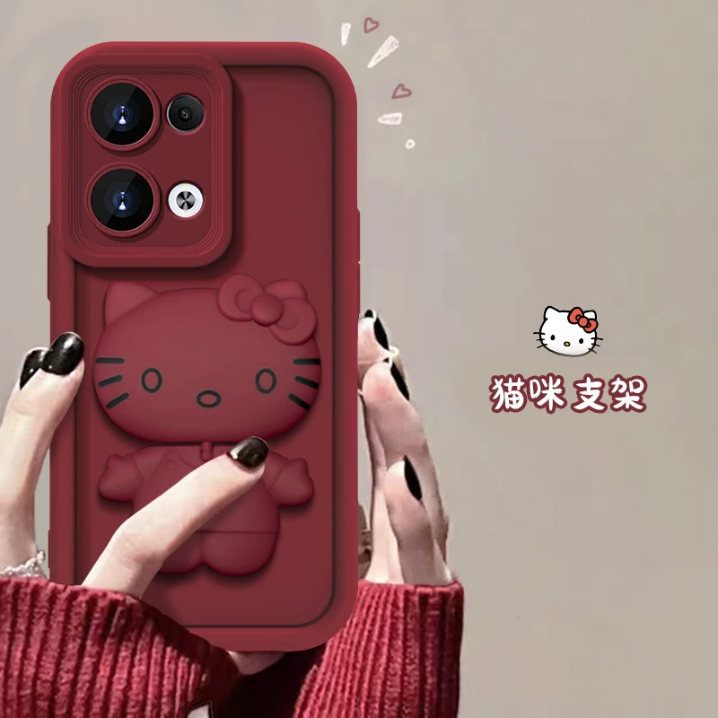 oppo Reno9Pro+手机壳猫猫支架款网红爆款天眼硅胶全包防摔可爱女