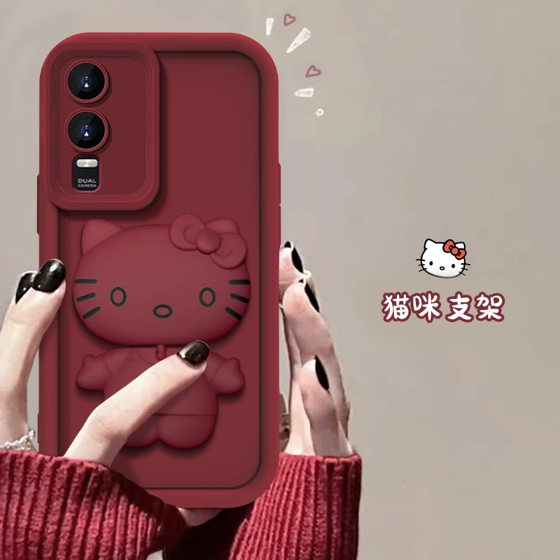 vivo Y76S手机壳猫猫支架款网红爆款天眼硅胶全包防摔可爱女款