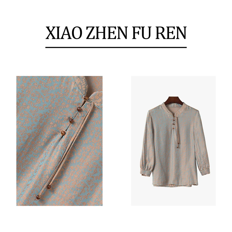 【一眼万年】妈妈气质夏装洋气遮肚显瘦小衫七分中袖舒适中老年上衣
