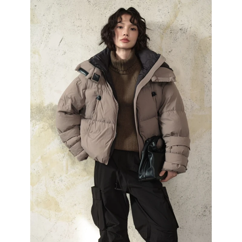 N2024冬季连帽休闲女装短款羽绒外套7685