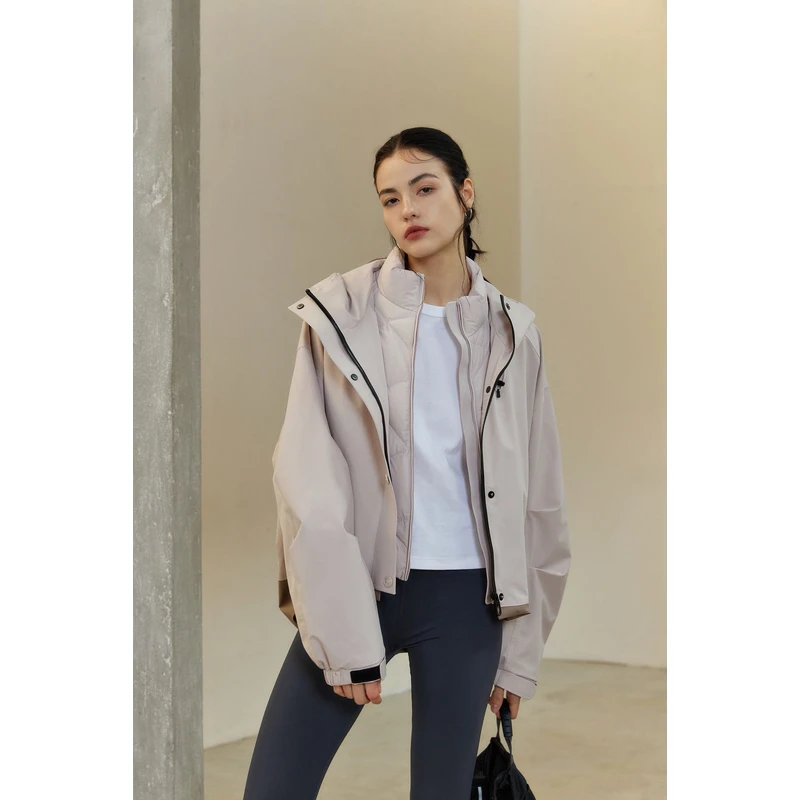 X2024轻户外运动冲锋衣女装短款外套7719