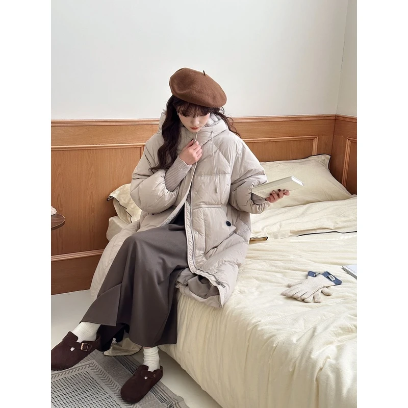 【氧气茶茶】2023长款减龄时尚休闲90绒羽绒服8148