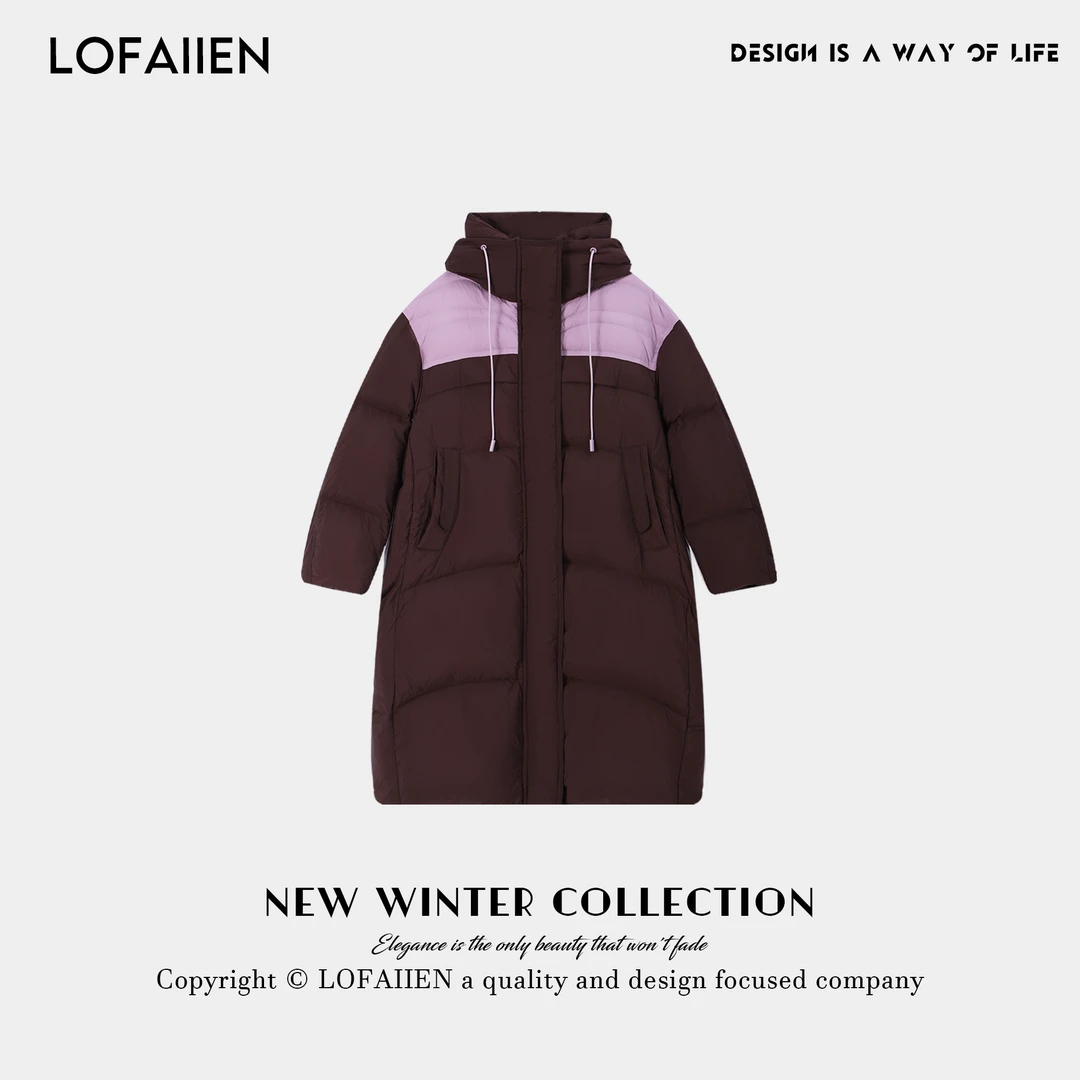 N NEW HSHS “百变特调”冬季连帽休闲白鸭绒长款羽绒服8146