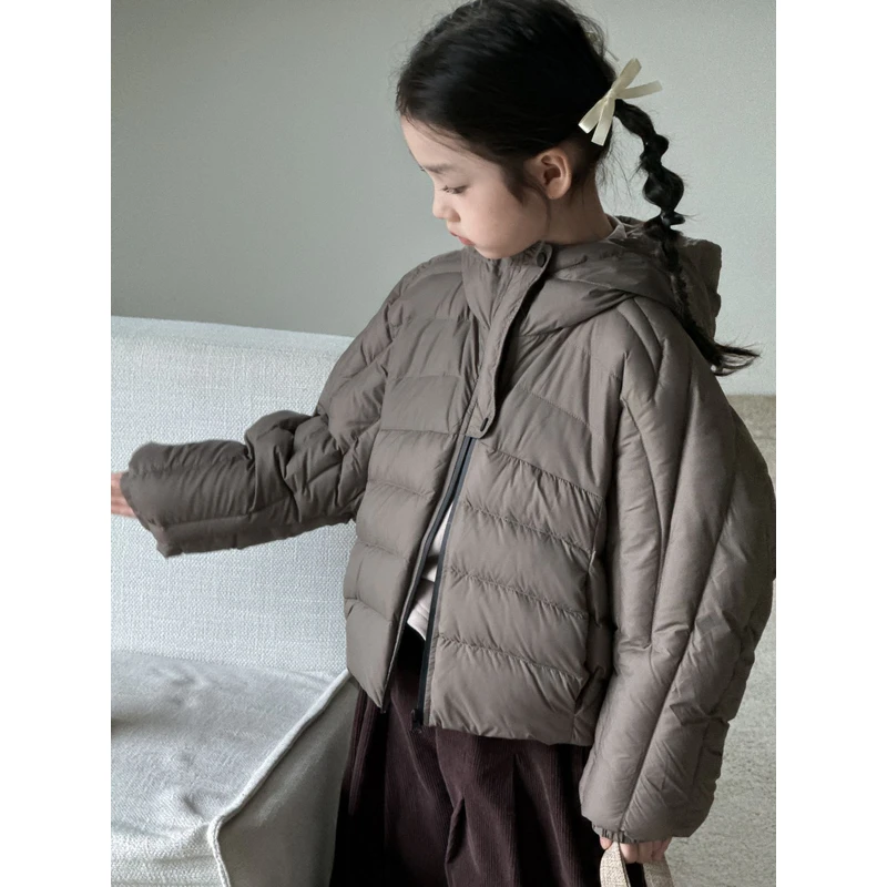 N2024冬季户外蝙蝠袖连帽短款童装羽绒服外套7662