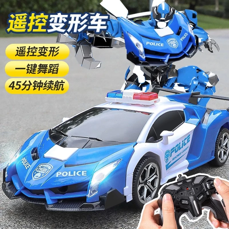 2023年新款儿童手势感应遥控警车摇控变形跑车5岁7男孩赛车玩具车