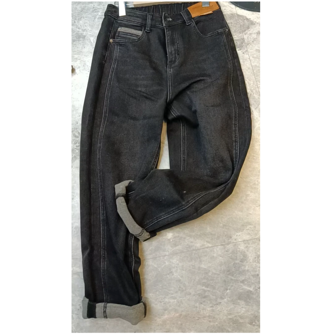 金姐家~超级好看又百搭牛仔裤冬季磨毛加厚水洗做旧牛仔裤NZK753