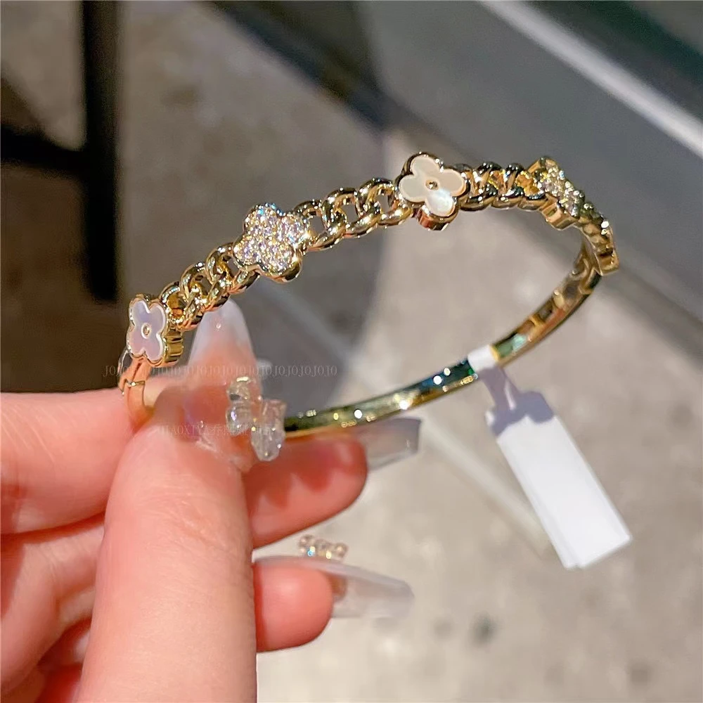 钛钢手镯 【茜茜专属】镂空五叶花手镯女