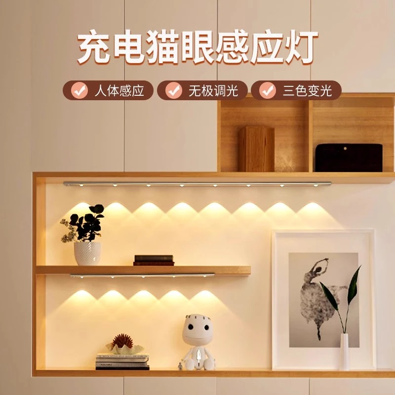 人体感应灯免接线玄关酒柜灯带家用人来即亮磁吸感应灯感应灯带