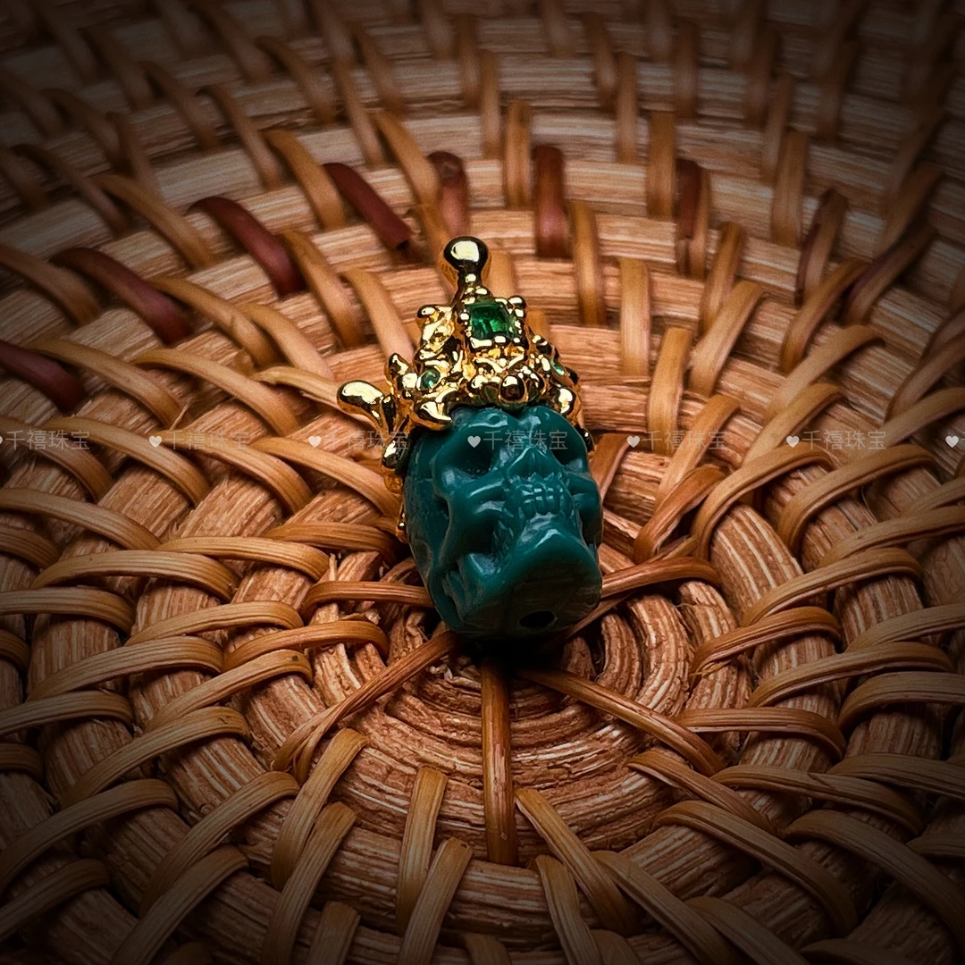 【千禧】精品复古高瓷玉化地狱色骷颅加冕【科技增瓷提色】配饰