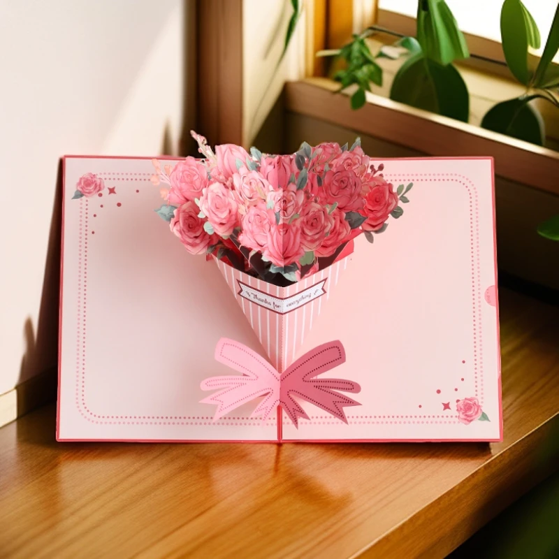 教师节贺卡烫金花束3d立体手工纸雕高级感创意美好祝愿礼物送老师