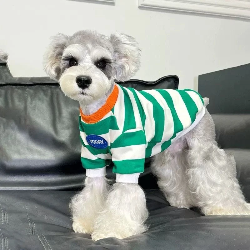 秋冬季狗狗衣服条纹约克夏雪纳瑞泰迪比熊博美小型犬小狗宠物衣服