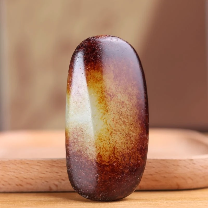 新疆和田玉红皮随形手把件男款黑皮手把件和田枣红皮手玩件带证书