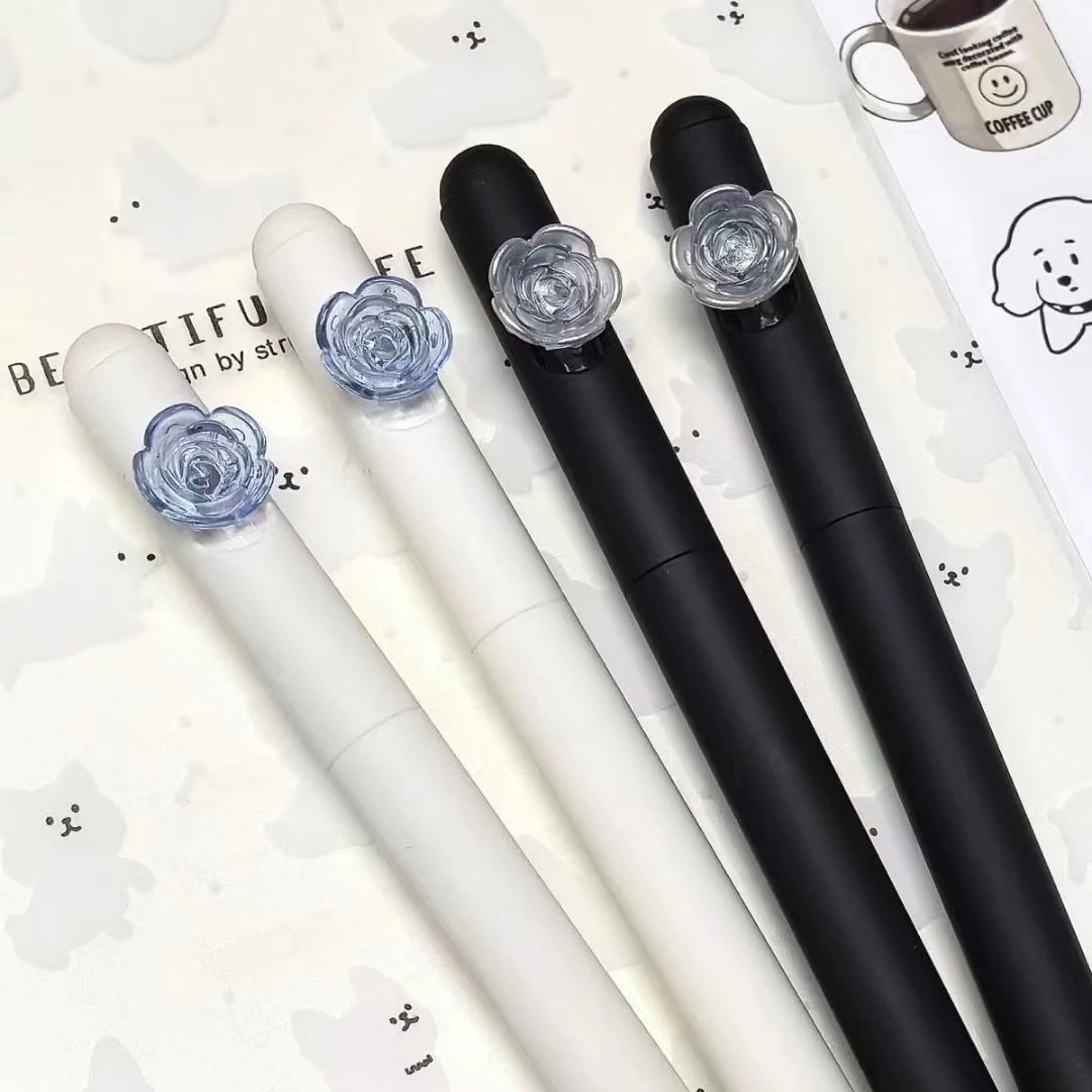 花与爱丽丝旋转中性笔ins小清新黑笔速干cs头考试黑笔0.5mm