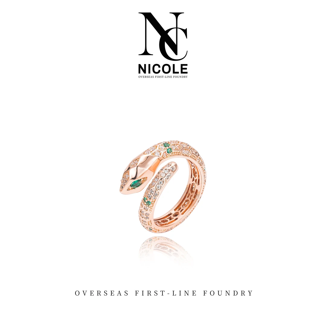 Nicole★满镶蛇头氛围感开口戒指 G0196