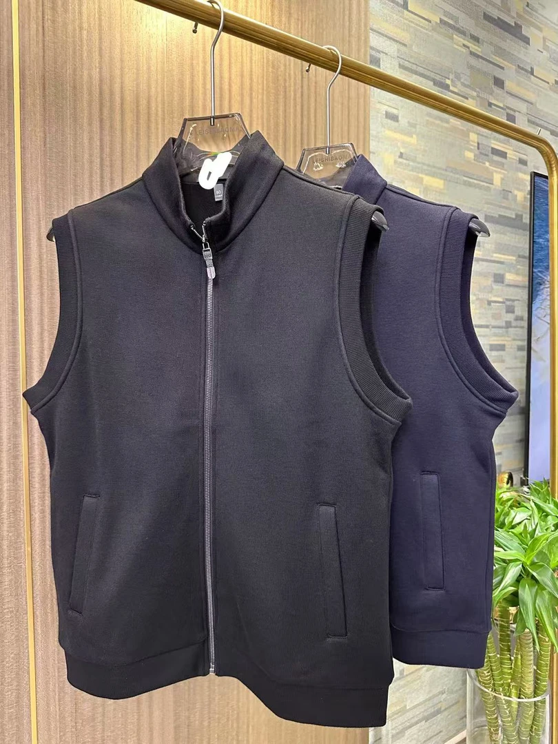 秋冬男士针织加绒立领马甲